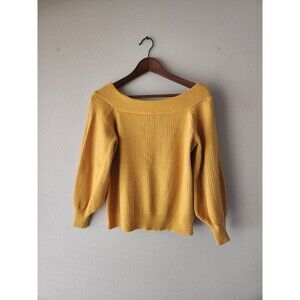 MOTH Anthropologie Yellow Crop Sweater Womens Large